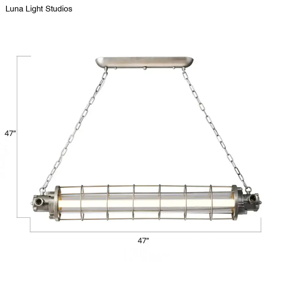 Decorbites industrial silver metal pendant light with cylindrical wire cage clear glass shade and smd e26 e27 bulb