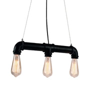 Decorbites industrial style black iron pendant lamp with three exposed filament bulbs for island lighting