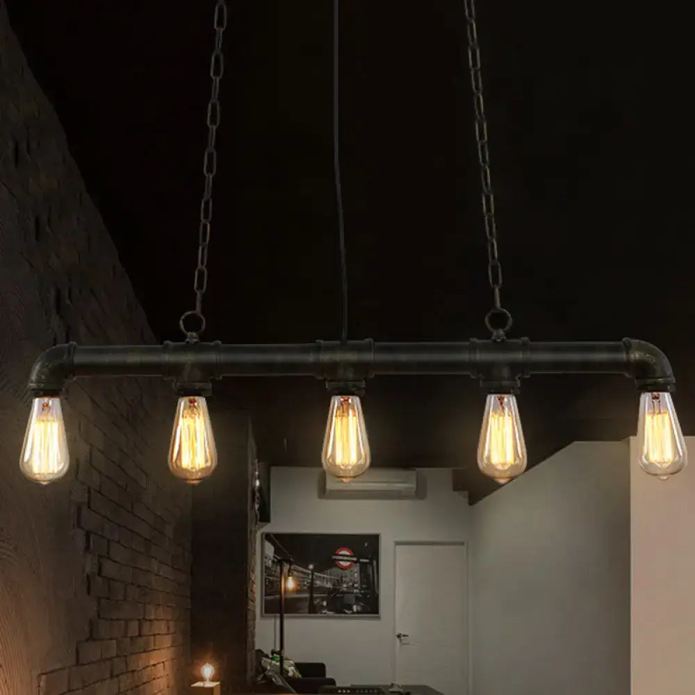 Decorbites™ industrial style iron black pendant lamp with four exposed edison bulbs for island lighting