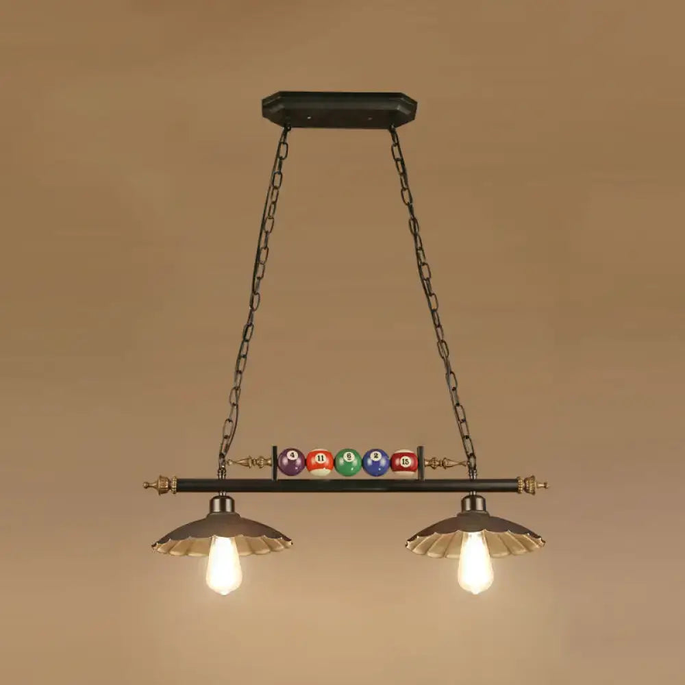 DecorBites industrial style black metal billiard light pendant with chain cord length and colorful billiard balls for restaurant island