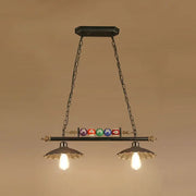 DecorBites industrial style black metal billiard light pendant with chain cord length and colorful billiard balls for restaurant island