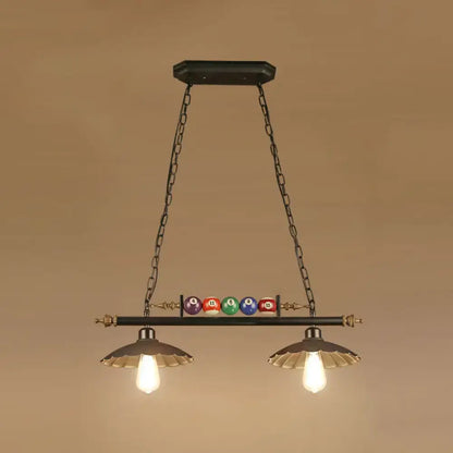 DecorBites industrial style black metal billiard light pendant with chain cord length and colorful billiard balls for restaurant island