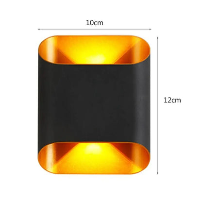 Decorbites™ ip65 modern led outdoor wall lights with black rectangular design and gold interior glowing warm light