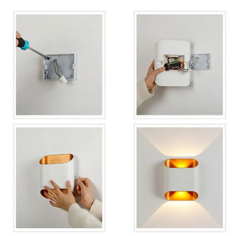 White and copper dual-light modern rectangular decorbites ip65 led outdoor wall lights for exterior use