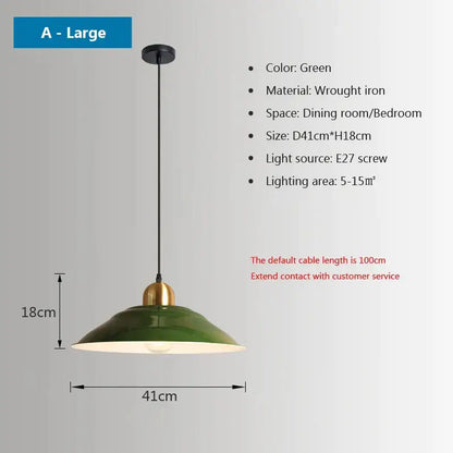 Green wrought iron pendant light with brass accent from Decorbites iron industrial enamel chandelier dining room light