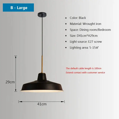 Decorbites iron industrial black wrought iron pendant light with matte finish and brass accent for dining room lighting