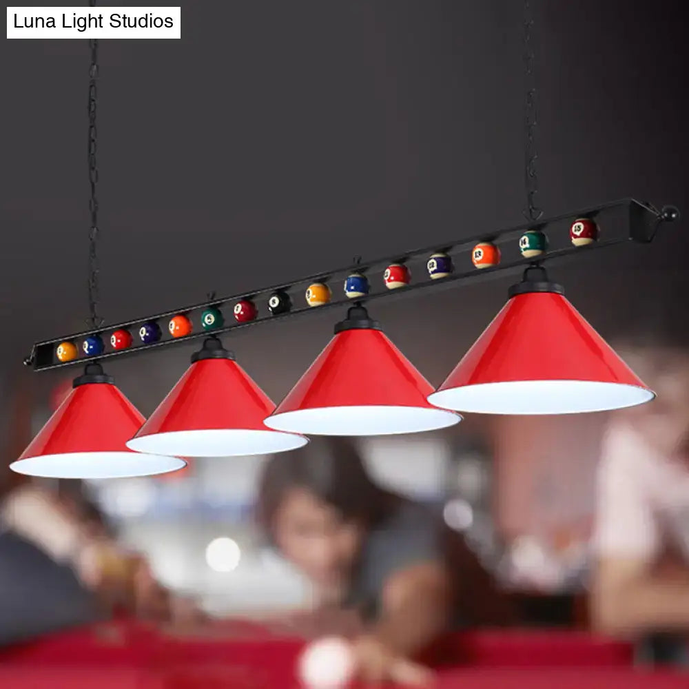 Decorbites iron linear island ceiling light with red conical shades metal frame and e26 e27 sockets for industrial style