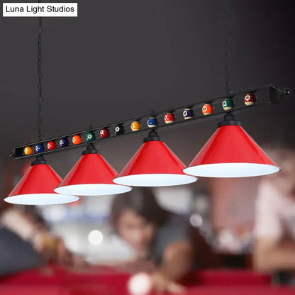 Decorbites iron linear island ceiling light with red conical shades metal frame and e26 e27 sockets for industrial style