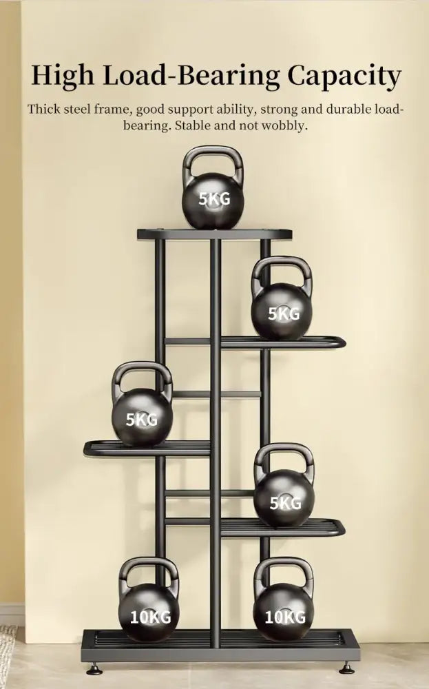 Decorbites™ iron plant stand in black metal with five shelves used as plant shelves iron and kettlebell rack
