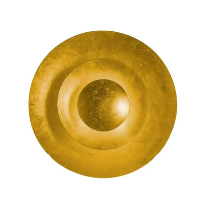 Golden metallic wall sconce with concentric rings and raised sphere decorbites italian vintage art for living room