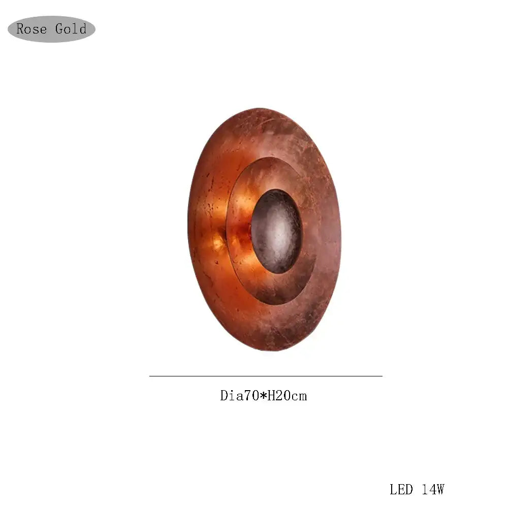Rose gold oval decorbites italian vintage wall sconce with concentric circular design and led lighting for living room