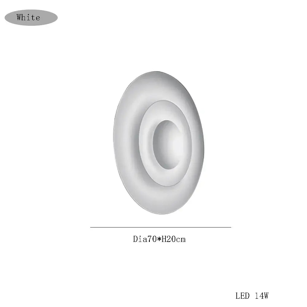 White circular led ceiling light with modern concentric ring design complementing decorbites italian vintage wall sconce