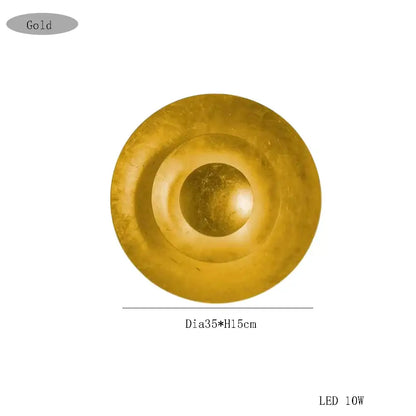Gold-colored decorbites italian vintage wall sconce with concentric rings and 10w bulb for living room decorbites italian vintage art