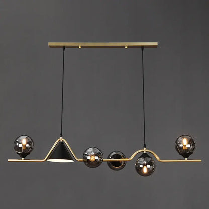 Modern brass and black glass island pendant light featuring ivory glass island design for 110v-120v 220v-240v use