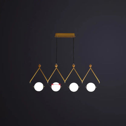 Decorbites™ ivory glass minimalist ball suspension light with gold-toned metal frame and white glass bulbs for restaurant suspension light