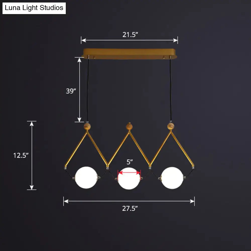 DecorBites™ ivory glass minimalist ball suspension light with gold-toned fixture for stylish restaurant suspension light