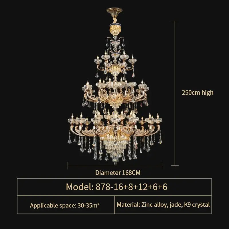 A luxurious decorbites jade crystal chandelier with gold-toned zinc alloy arms and k9 crystal droplets for living room use