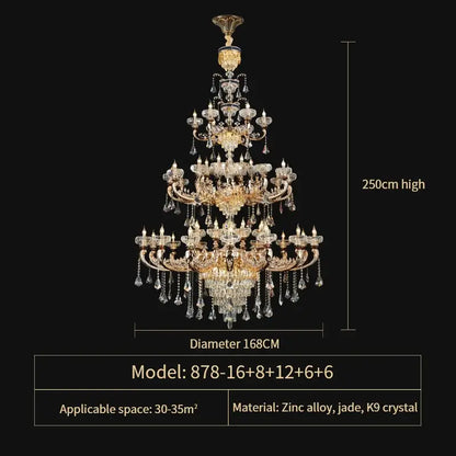 A luxurious decorbites jade crystal chandelier with gold-toned zinc alloy arms and k9 crystal droplets for living room use