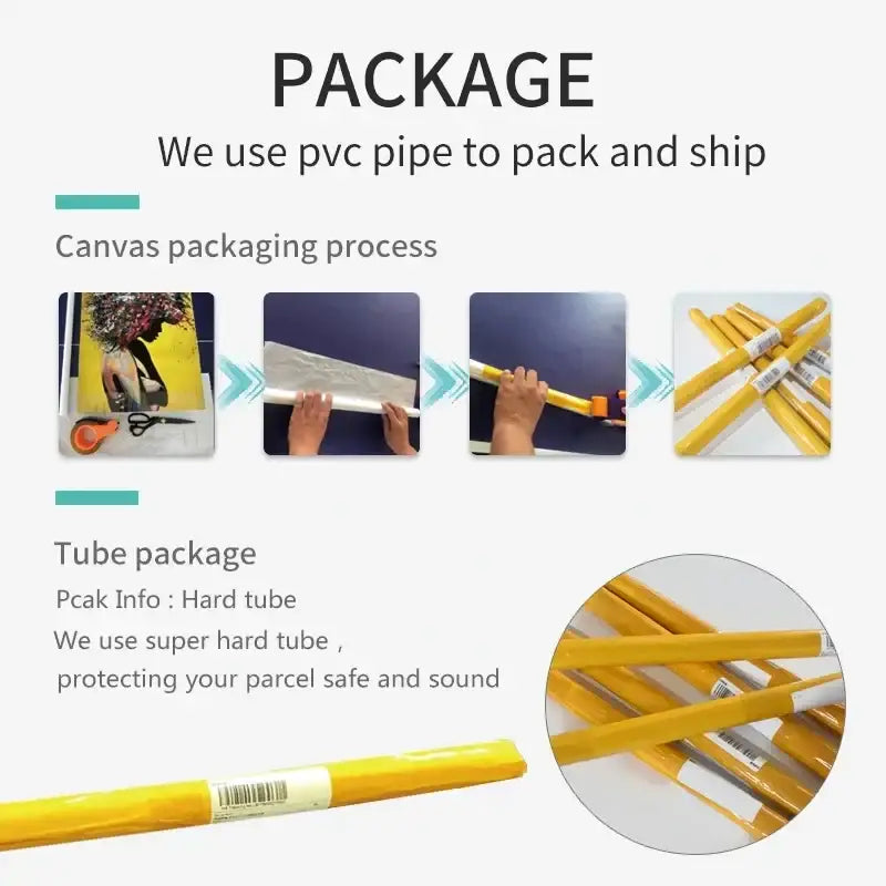 Decorbites™ japanese hokusai art poster print on canvas safely shipped in yellow pvc pipe packaging tubes