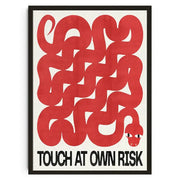 Decorbites™ japanese koi cat abstract animals canvas wall art featuring bold red snake design on cream background framed black
