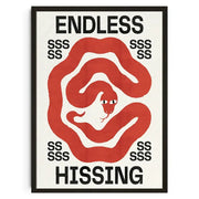 A framed decorbites canvas wall art featuring a stylized red snake spiral with japanese koi cat abstract design and bold text