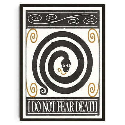 Decorbites™ japanese koi cat abstract animals wall art featuring a black and white coiled snake with gold accents and text