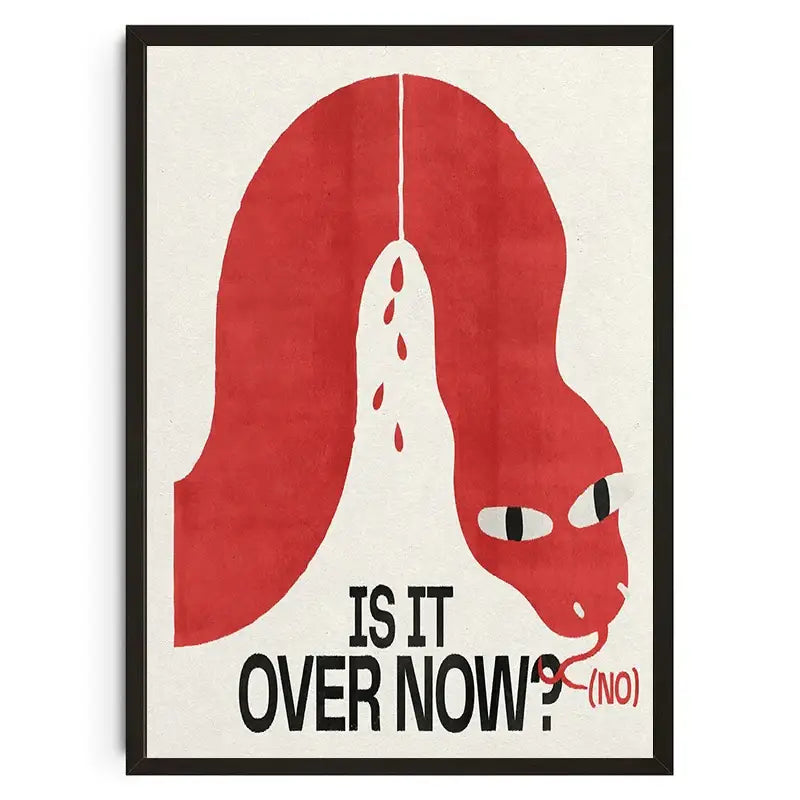 Decorbites japanese koi cat wall art featuring red snake illustration and bold white text in black frame canvas poster