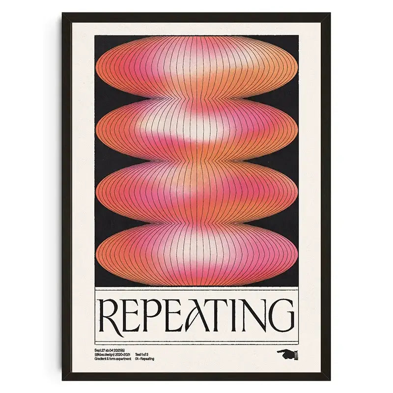 A framed decorbites™ canvas wall art featuring a bold abstract japanese koi cat design in pink and orange hues