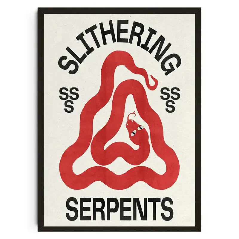 Decorbites™ japanese koi canvas wall art featuring a red stylized snake graphic with black text on cream background