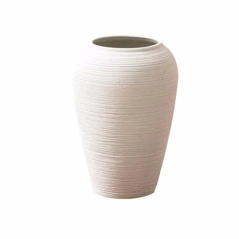 Decorbites™ japanese minimalist hydroponic vase in off-white ceramic with textured ridges for hydroponic use