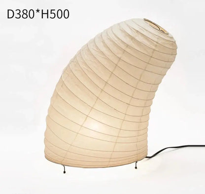 Beige decorbites japanese style paper floor lamp with curved segmented design and black cord for living room lighting