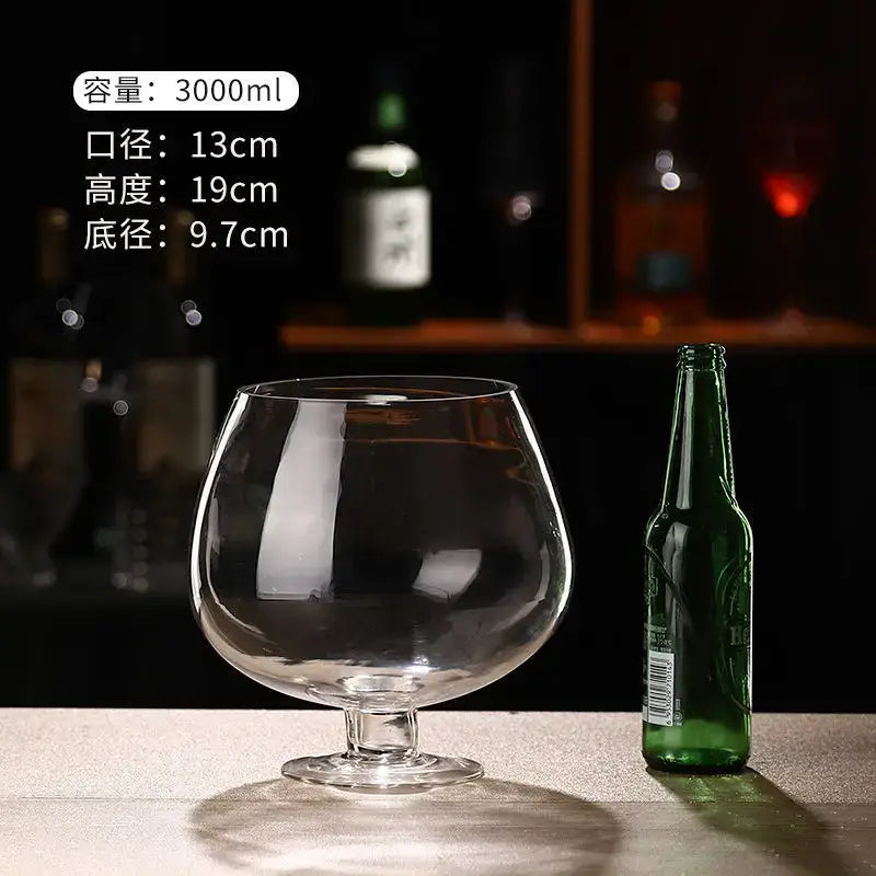 Clear glass snifter with wide bowl and slender stem from decorbites jumbo party large capacity jumbo party glasses