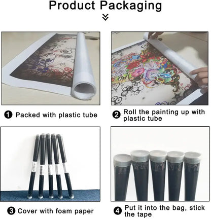 Decorbites kawaii cat anime canvas wall art featuring vibrant colorful graffiti style roll-up canvas in plastic tube