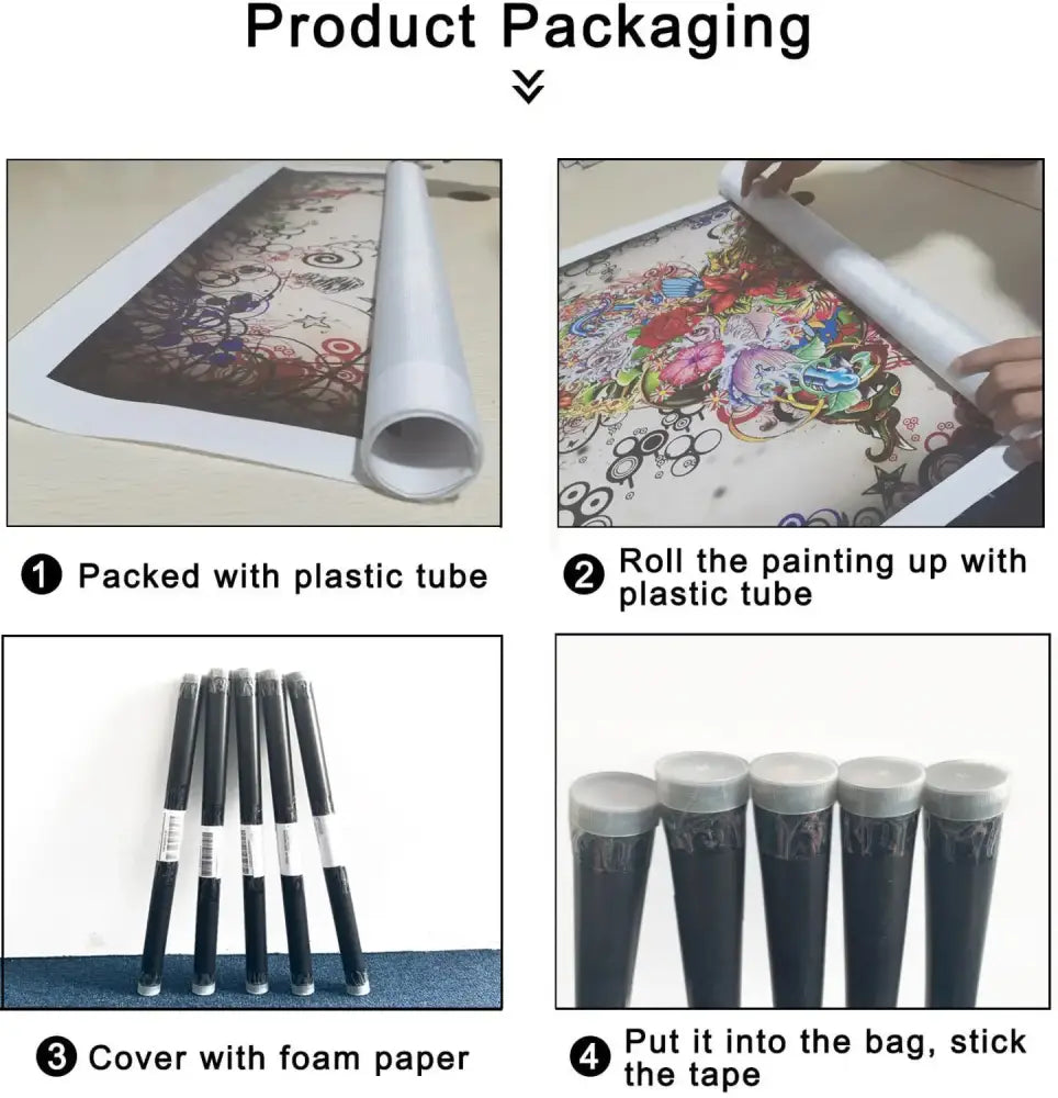 Decorbites kawaii cat anime canvas wall art featuring vibrant colorful graffiti style roll-up canvas in plastic tube