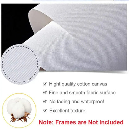 White cotton canvas fabric with fine smooth texture and subtle woven pattern for decorbites kawaii cat anime canvas wall art