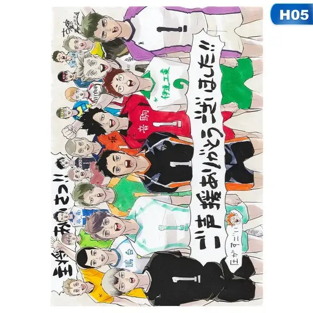 Decorbites™ kids haikyuu volleyball anime canvas wall art featuring colorful characters with bold black outlines