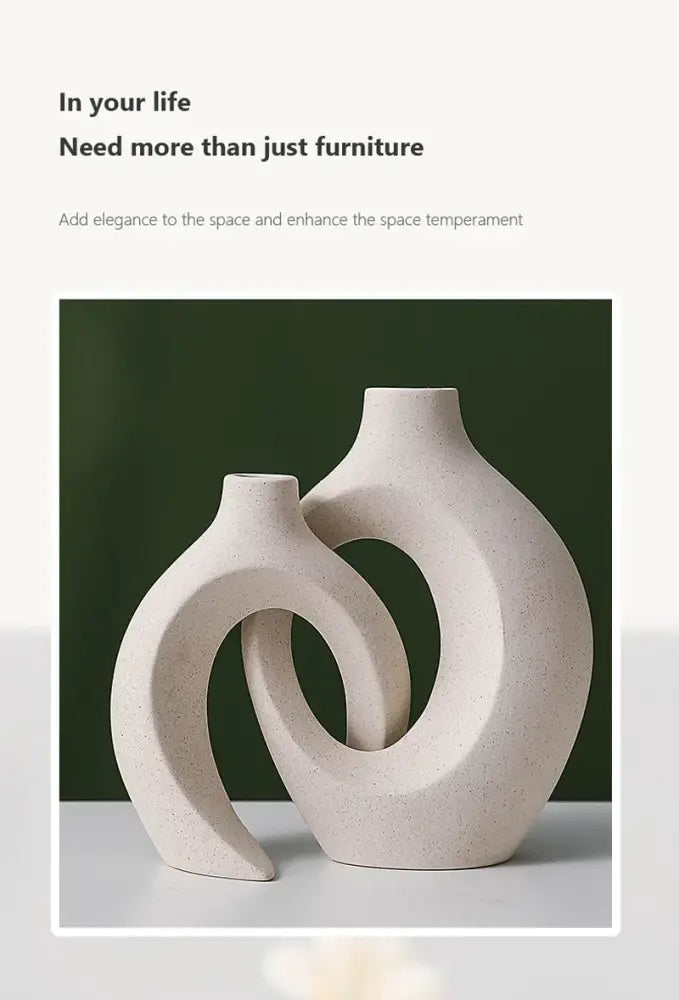 Cream-colored ceramic vase with speckled texture and abstract curved designs large 21cm home decor by decorbites