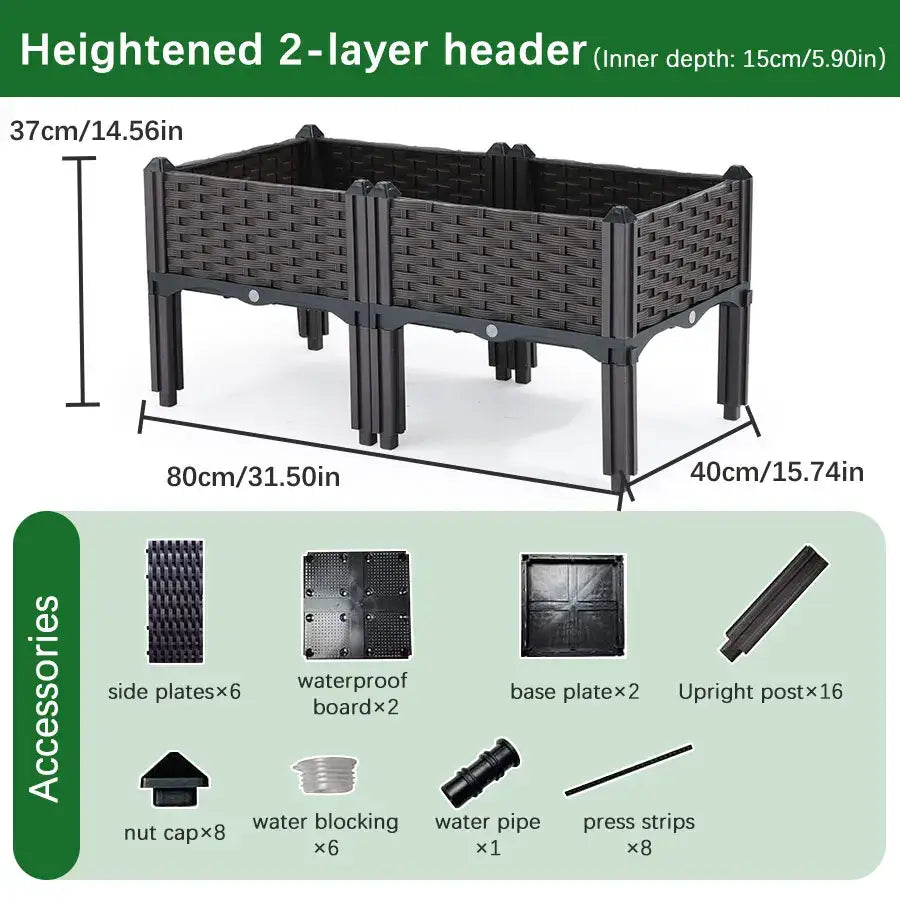 Black woven plastic large flower pot with two-layer header design for indoor and outdoor gardening by DecorBites