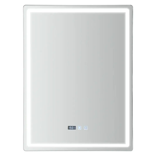 Modern rectangular decorbites™ led bathroom mirror with adjustable brightness anti-fog and digital time display