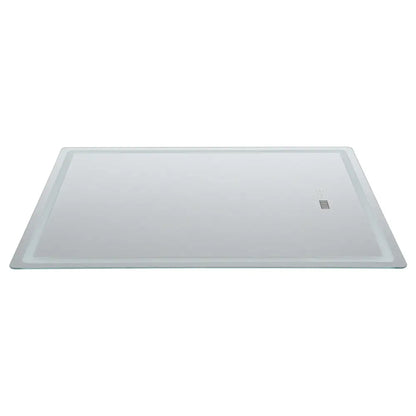Clear glass shower tray with sleek modern design and subtle led lighting for decorbites™ led bathroom mirror use