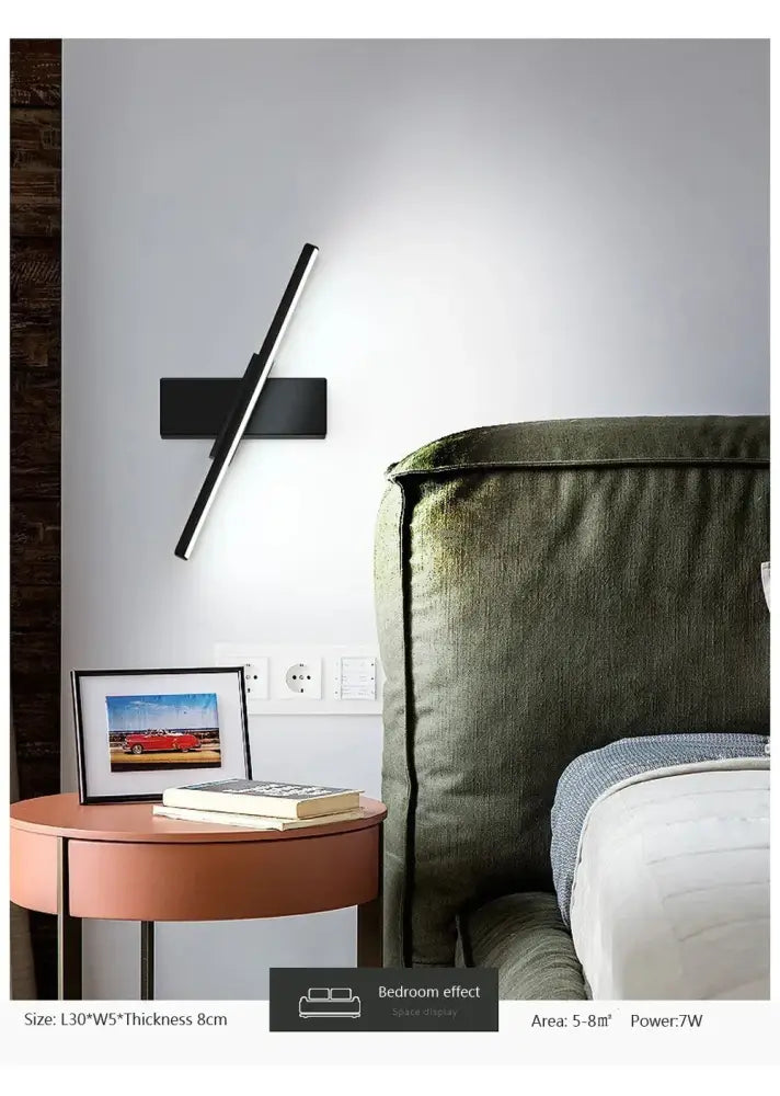 Modern black and white led wall sconce by decorbites with usb type-c charging and remote control light source features