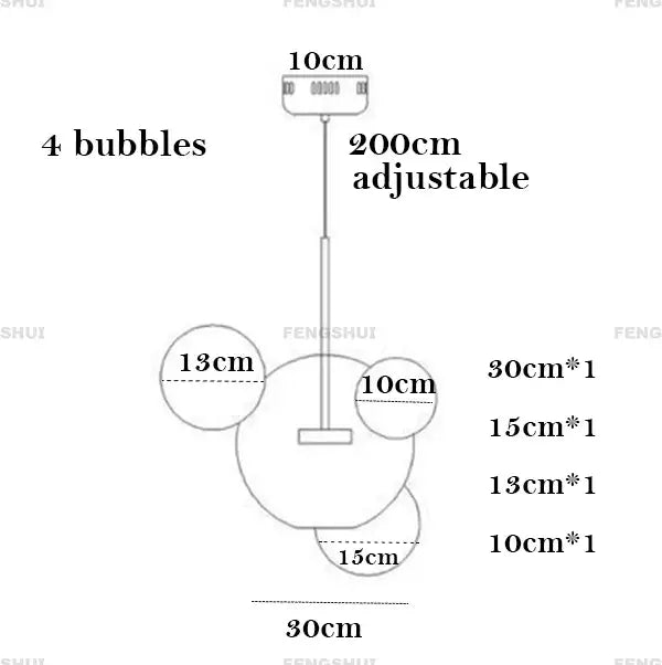 DecorBites™ LED bubble chandelier with four adjustable glass globes for modern nordic decor led lighting