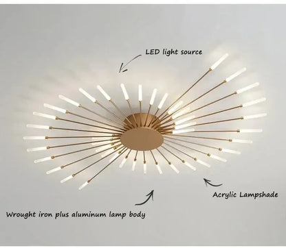 Gold-toned decorbites™ led ceiling chandelier light with acrylic lampshades and soft white led illumination nordic design