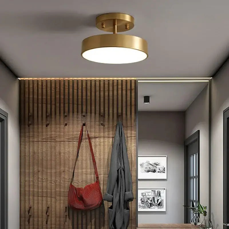 DecorBites™ brass-finished circular flush-mount led ceiling light with modern design for bedroom and living room use