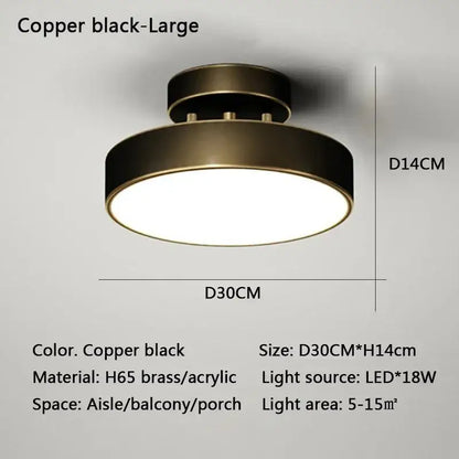 Copper black DecorBites™ led ceiling light with circular h65 brass acrylic design for bedroom and living room
