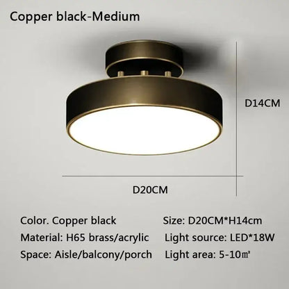 Copper black medium ceiling light with h65 brass and acrylic materials for bedroom and living room led ceiling light