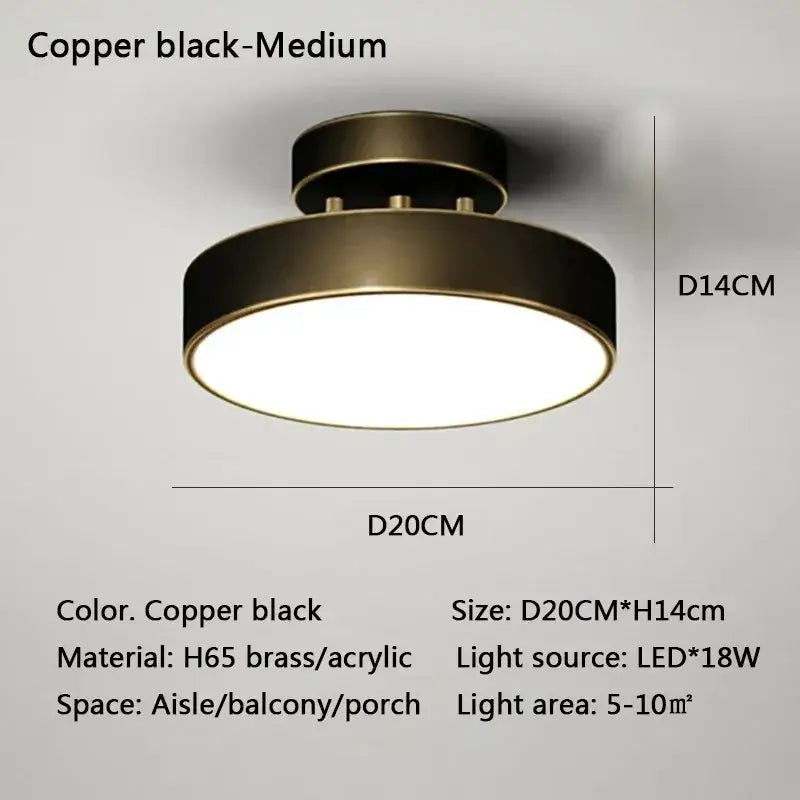 Copper black medium ceiling light with h65 brass and acrylic materials for bedroom and living room led ceiling light