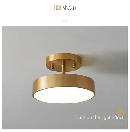 Gold-finished DecorBites™ led ceiling light with circular minimalist design and frosted glass diffuser for bedroom and living room