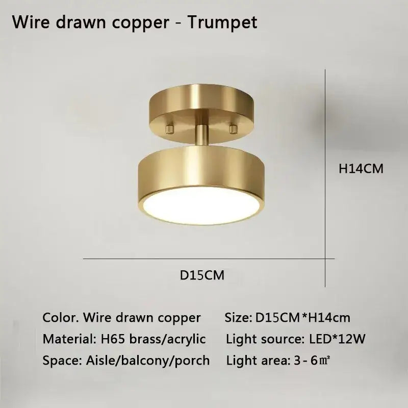 DecorBites™ led ceiling light with warm brass finish and two stacked cylindrical rings for bedroom and living room