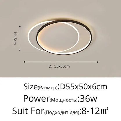 Modern minimalist decorbites led ceiling lights with black and white concentric rings emitting warm glow for bedroom study